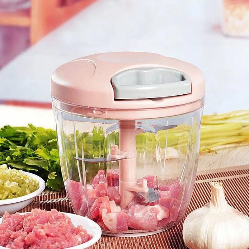 500/900ML Fast Manual Hand - Pull Food Chopper & Garlic Mincer VoltCook