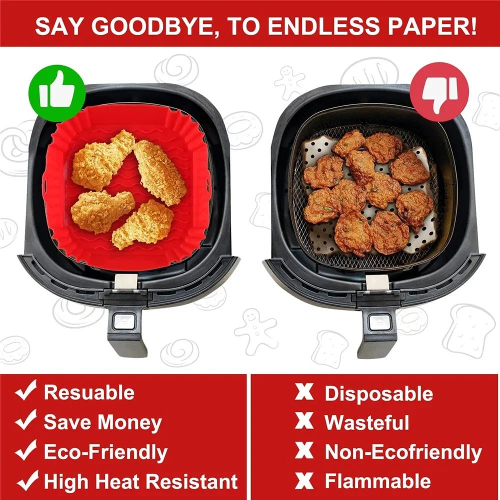 Non-Stick Reusable Silicone Air Fryer Liners – Easy Cleanup & Eco-Friendly VoltCook