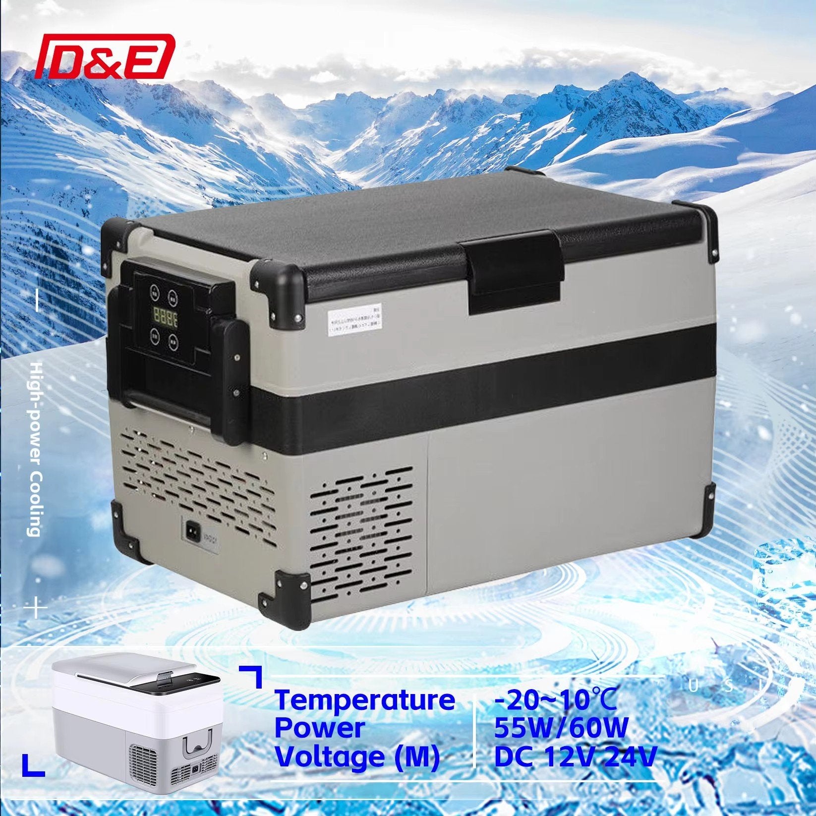 Portable 32L Car Fridge, 12V/24V Freezer with Touch Screen - Fast Cooling for Travel & Camping
